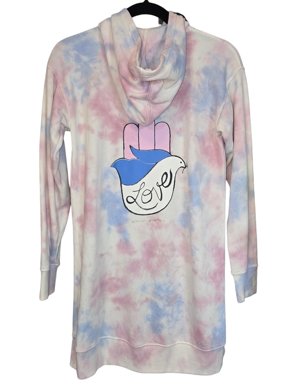 Spiritual Gangster Girls Tie Dye Hoodie Dress Hamsa Dove Graphic Size 12